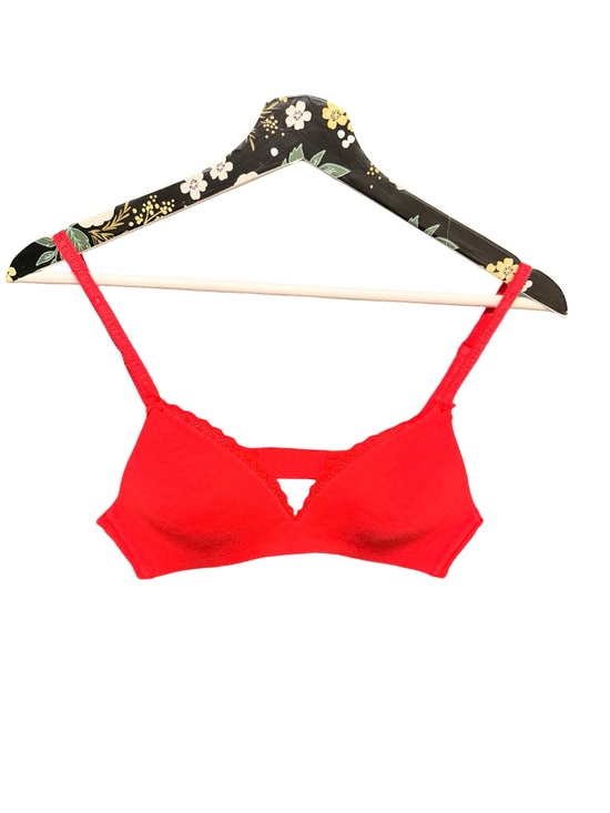Victoria's Secret Other - Victoria's Secret Cotton Lingerie Lined No-Wire Lace Trim Bra Red 34A